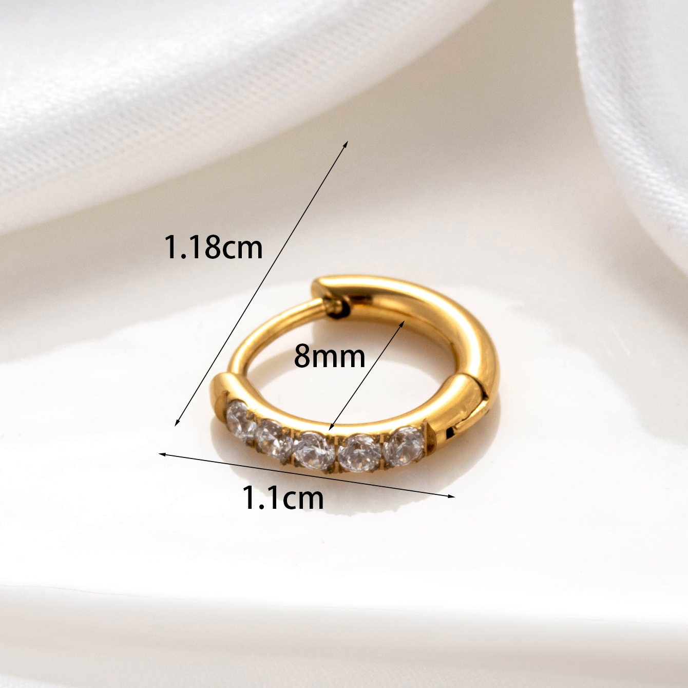 1 Piece Simple Series Classic Geometric Copper  Gold Color Material Zircon Women's Hoop Earrings h5 